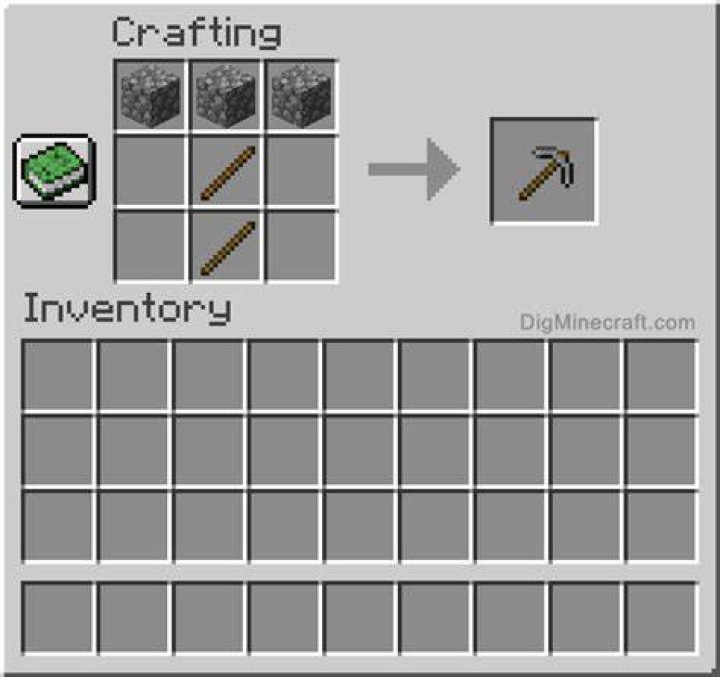 Crafting a stone pickaxe
